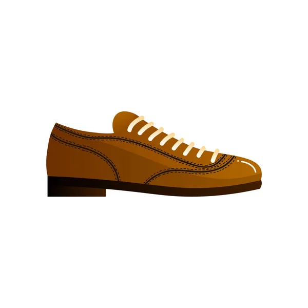 Brown Leather Man Shoes. Raster illustration in the flat cartoon style. — Stock Vector