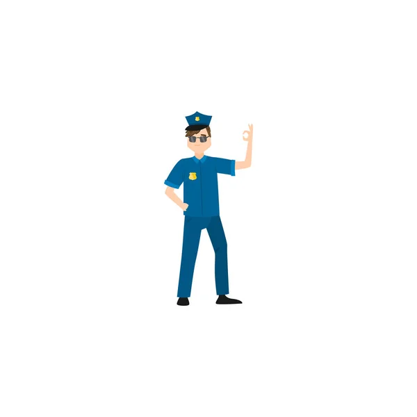 Policeman standing. Raster illustration isolated on white background — Stock Vector