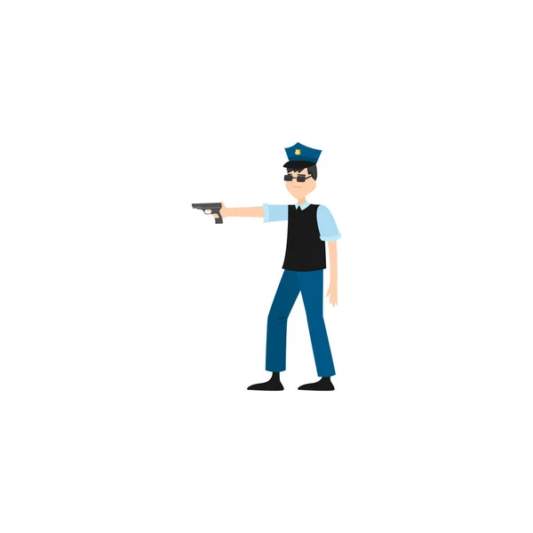 Policeman with a gun . Raster illustration isolated on white background — Stock Vector