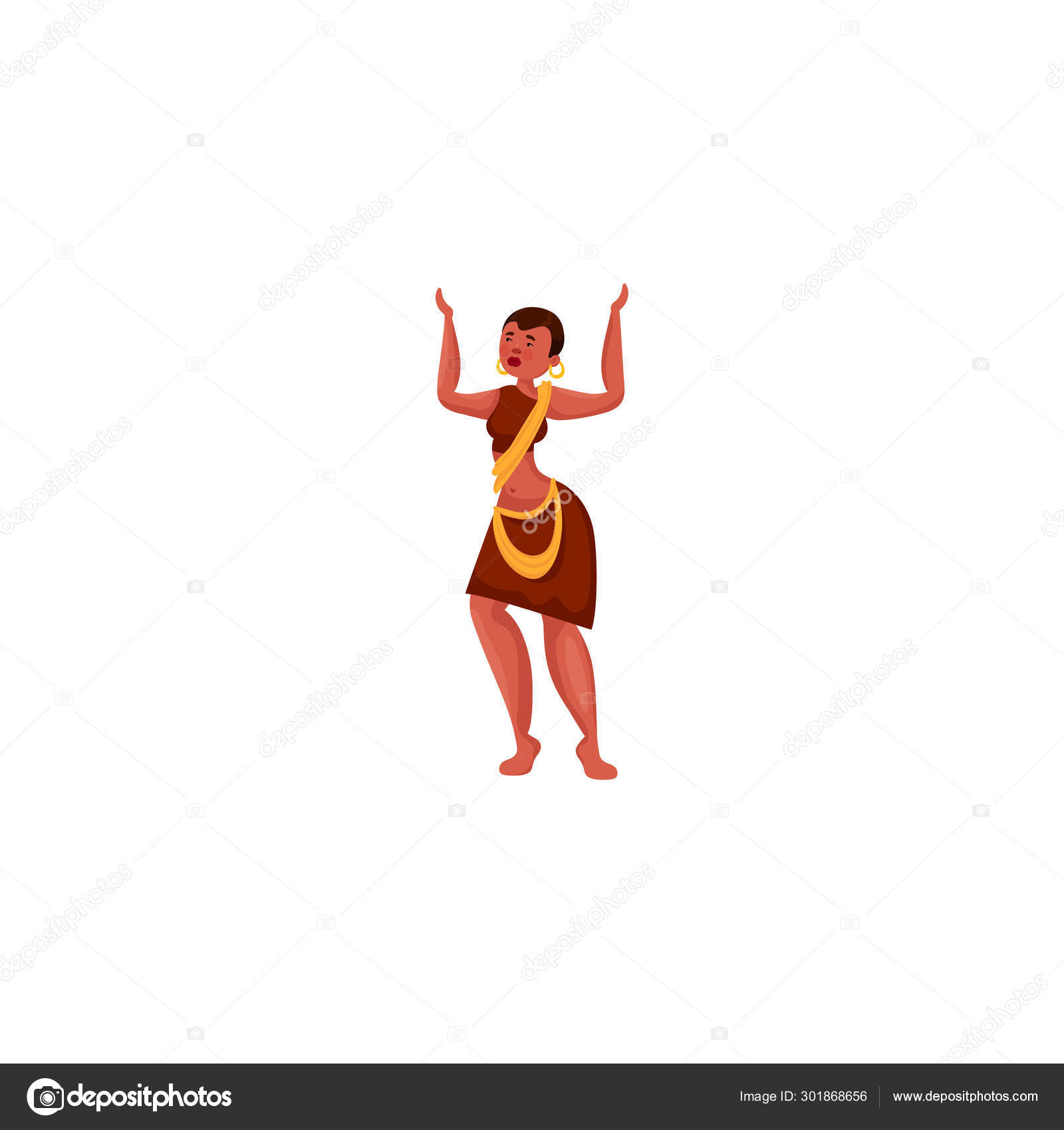 African woman in ethnic dress. Raster illustration in flat cartoon style  Stock Vector Image by © #301868656