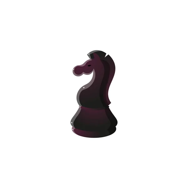 Chevalier noir icône des échecs. Illustration matricielle en style dessin animé plat sur fond blanc — Image vectorielle