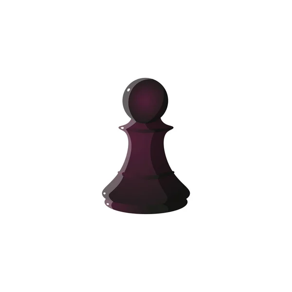 Black pawn chess icon. Illustration matricielle en style dessin animé plat sur fond blanc — Image vectorielle