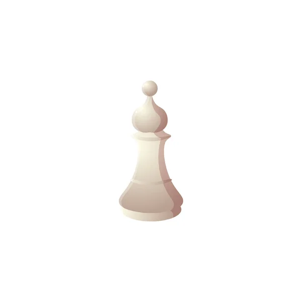 Icona degli scacchi del vescovo bianco. Illustrazione raster in stile fumetto piatto su sfondo bianco — Vettoriale Stock