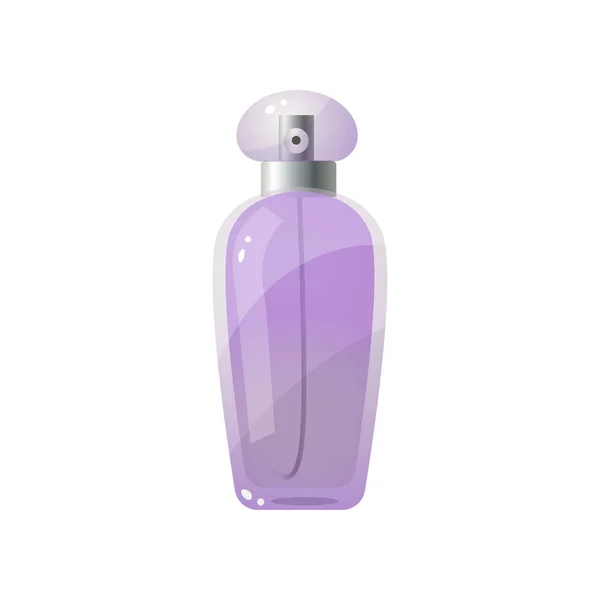 Parfüm lila üveg ikonra. Raszteres illusztráció lapos rajzfilm stílusban, fehér alapon — Stock Vector