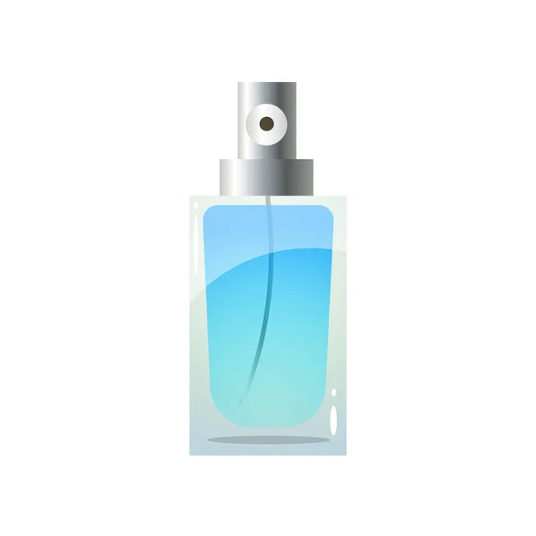 Perfume turquoise bottle icon.Raster illustration in flat cartoon style on white background - Stok Vektor