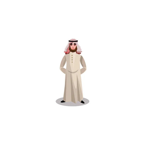 Homme musulman cheikh. Illustration matricielle dans le style dessin animé plat — Image vectorielle