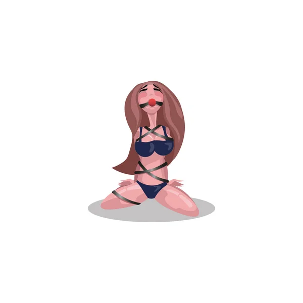 BDSM σκλάβα γυναίκα. Εικονογράφηση ράστερ σε επίπεδο στυλ κινουμένων σχεδίων — Διανυσματικό Αρχείο