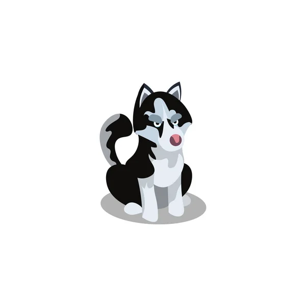 ハスキー犬、フラットな漫画風のラスターイラスト — ストックベクタ