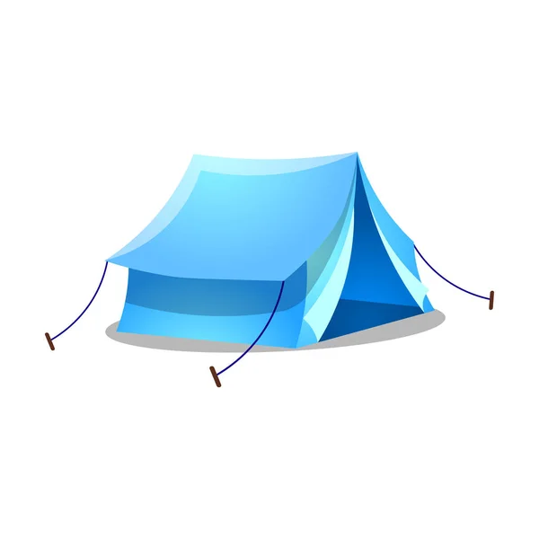 Blue camping ridge tent. Raster illustration on isolated cartoon style on white background — Stock Vector