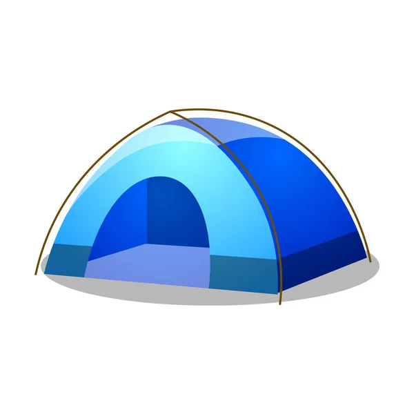青いドームテント白い背景に孤立した漫画のスタイルのラスターイラスト — ストックベクタ