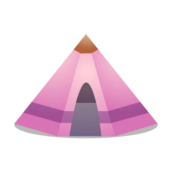 A-Frame kemping rózsaszín sátor. Raszteres illusztráció lapos rajzfilm stílusban, fehér alapon — Stock Vector