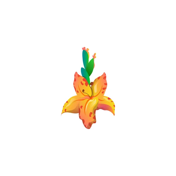 Lily bloem. Raster illustratie in platte cartoon stijl — Stockfoto