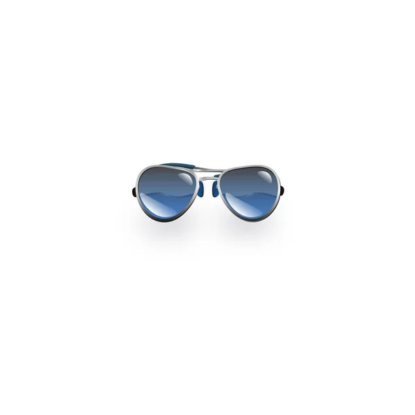 Óculos de sol de design moderno com lentes gradientes azuis e armação metálica — Vetor de Stock
