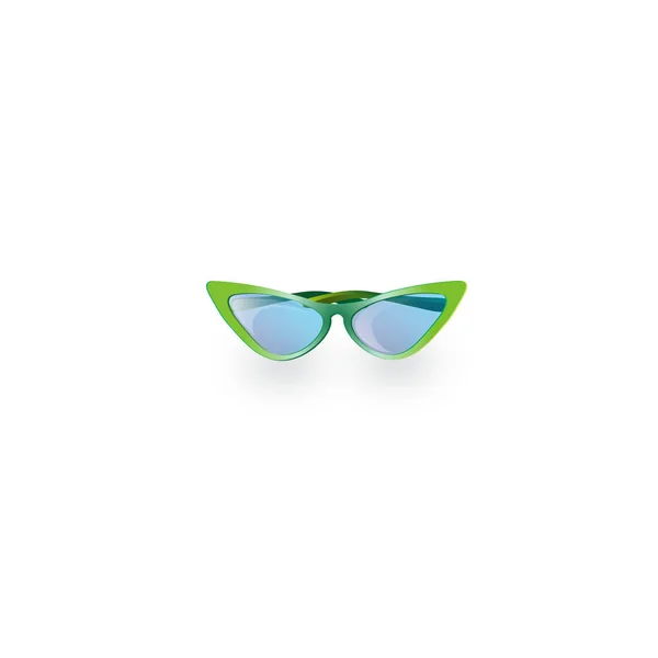Moderne Design-Sonnenbrille mit blauen Gläsern und grünem Rahmen — Stockvektor
