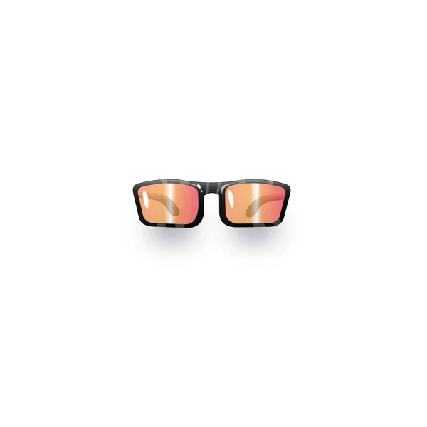 Moderne Design-Sonnenbrille mit orangefarbenen, rechteckigen Gläsern — Stockvektor