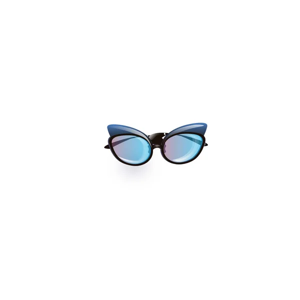 Módní sluneční brýle s modrými objektivy a černým rámečkem — Stockový vektor