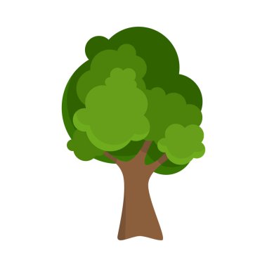 Yemyeşil yeşil taç illüstrasyon ile yaprak döken ağaç