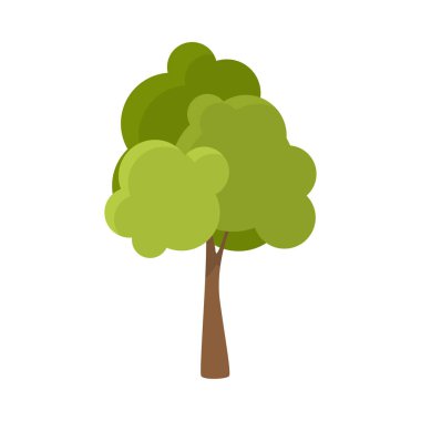 Yemyeşil taç vektör illüstrasyon ile el çizilmiş ağaç