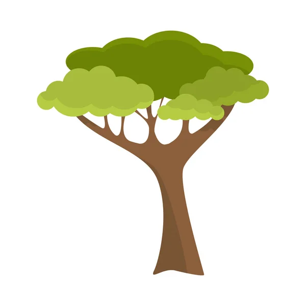 Drzewo liściaste z jasnozieloną koroną i długą ilustracją tułowia — Wektor stockowy