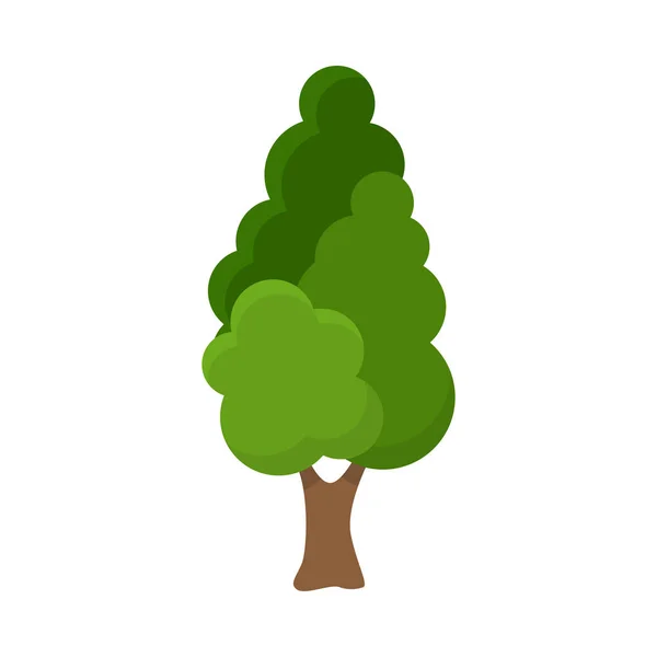 Árbol de pino con exuberante corona verde y tronco marrón ilustración — Vector de stock