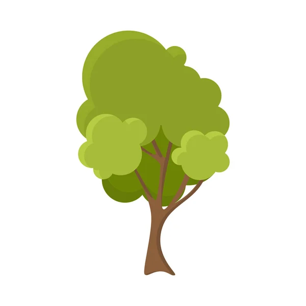 Hand getekende boom met weelderige groene kroon en bruine romp — Stockvector