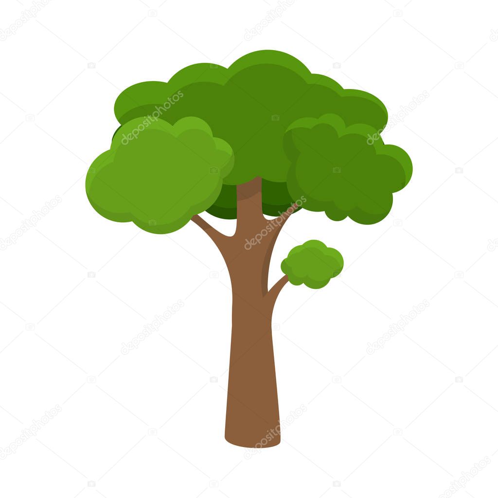 Hand drawn tree with lush green crown vector illustration