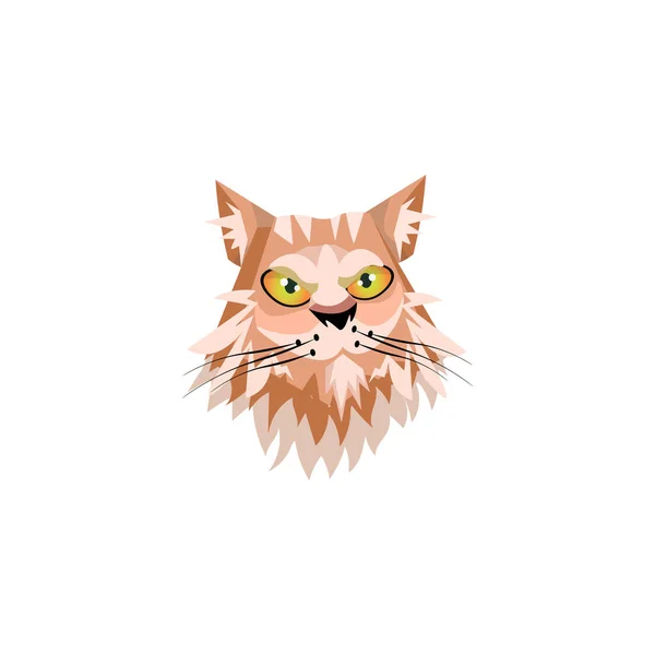 Czerwone puszyste koty twarz ze złotymi oczami wektor ilustracji — Wektor stockowy