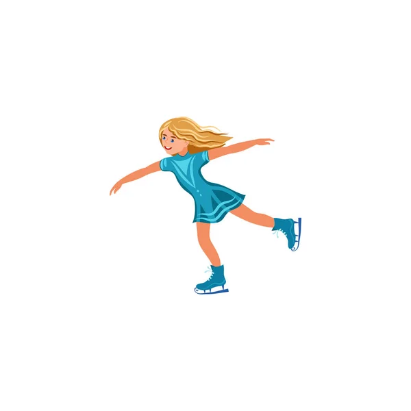 A adolescente a patinar no gelo. Ilustração vetorial no estilo dos desenhos animados planos — Vetor de Stock