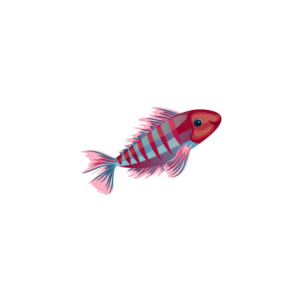 빨간 줄무늬가 있는 산호 물고기. 평면 만화에 나오는 벡터 삽화 — 스톡 벡터