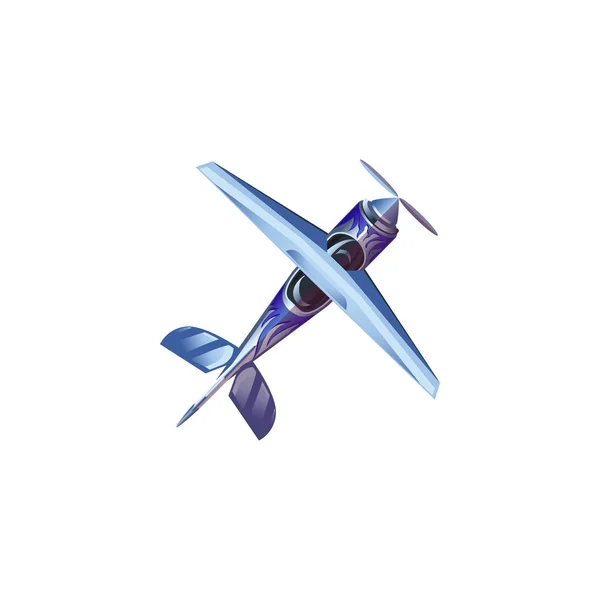 프로펠러 벡터 그림 이 있는 푸른 산업용 비행기 — 스톡 벡터