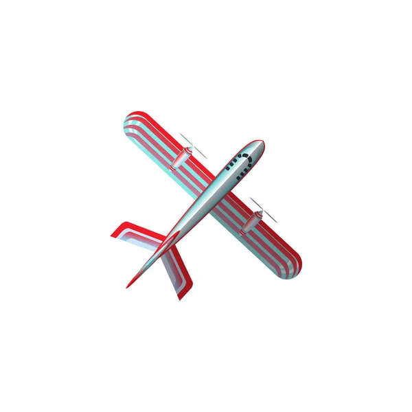 Kırmızı ve gümüş endüstriyel uçak çizimi — Stok Vektör