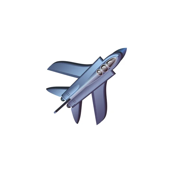 Stříbrná modrá stíhačka letadlo pohled vektorové ilustrace — Stockový vektor