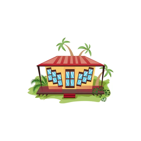 Un bungalow piso o casa con grandes ventanas vector ilustración — Vector de stock