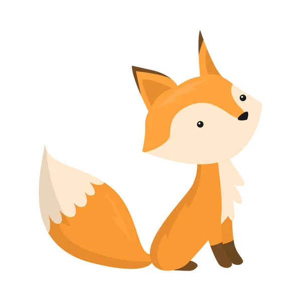 Der süße Fuchs sitzt seitlich. Vektor-Illustration isoliert auf weißem Hintergrund — Stockvektor