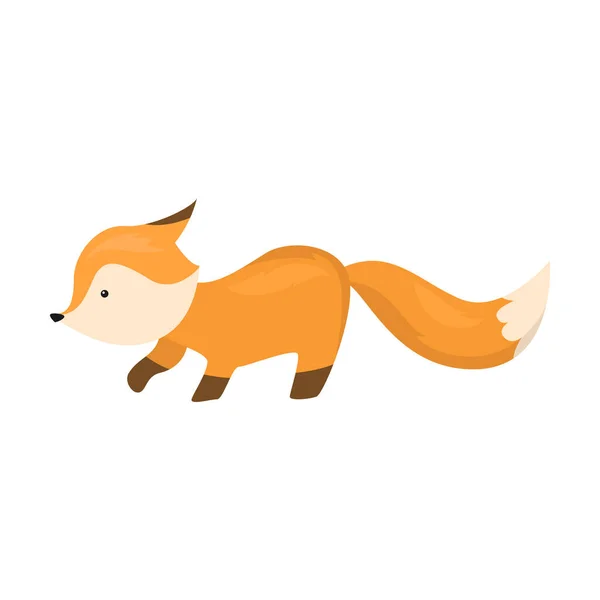 Cute fox is sneaking. Vector illustration isolated on white background — ストックベクタ