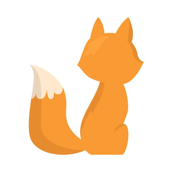 A cute red fox with a fluffy tail is sitting back. Vector illustration isolated on white background — Stock Vector