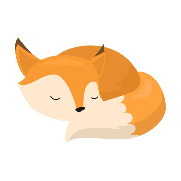Симпатичный лис спит. Векторная иллюстрация на белом фоне — стоковый вектор