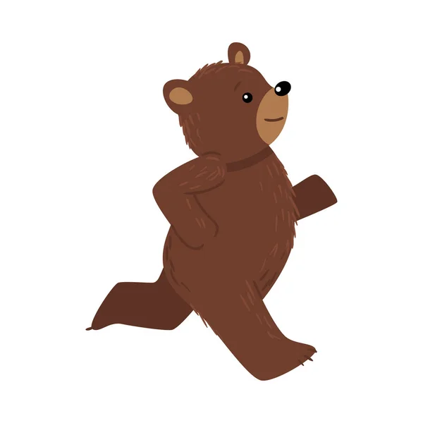 Sonriendo oso de peluche marrón feliz corriendo ilustración vector — Vector de stock