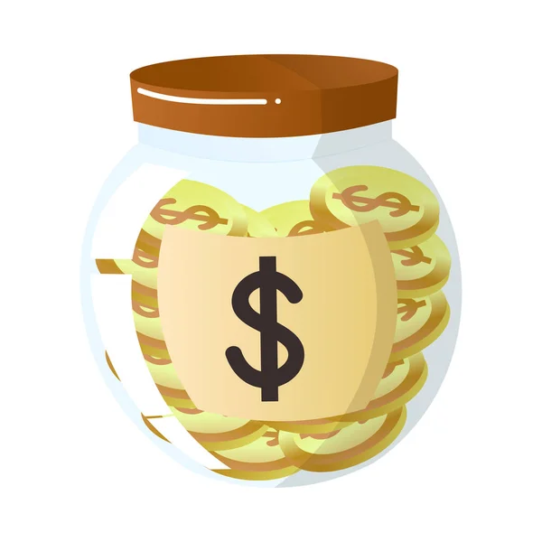 Jar with dollar sign for money coins keeping vector illustration — Stock vektor