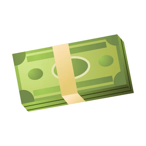 Empilhamento de dinheiro em dinheiro amarrado com fita ilustração vetor — Vetor de Stock