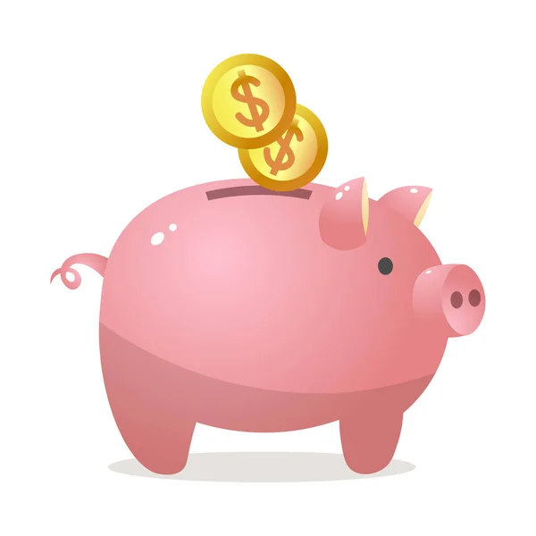 Banco piggy rosa para moedas de dinheiro mantendo ilustração vetorial — Vetor de Stock