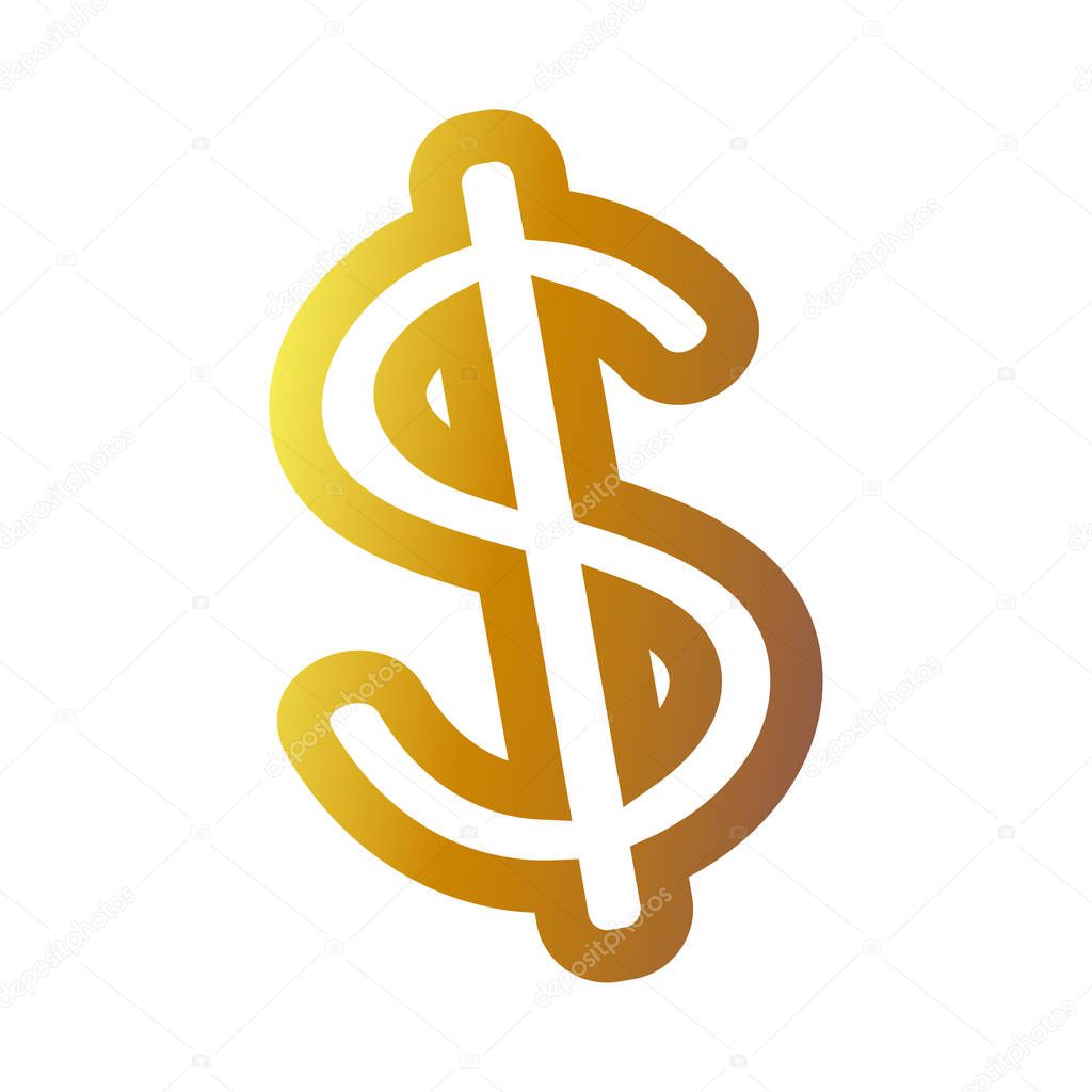 Golden and white dollar money symbol vector illustration