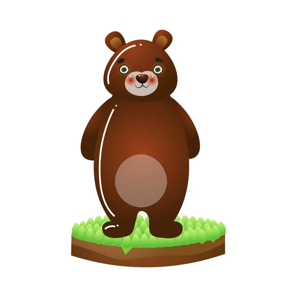 Brown bear standing on grass vector illustration — Stock Vector