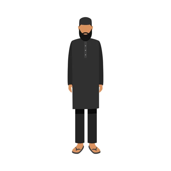 Homme arabe en pantoufles ethniques noires traditionnelles. Illustration vectorielle en style dessin animé plat — Image vectorielle