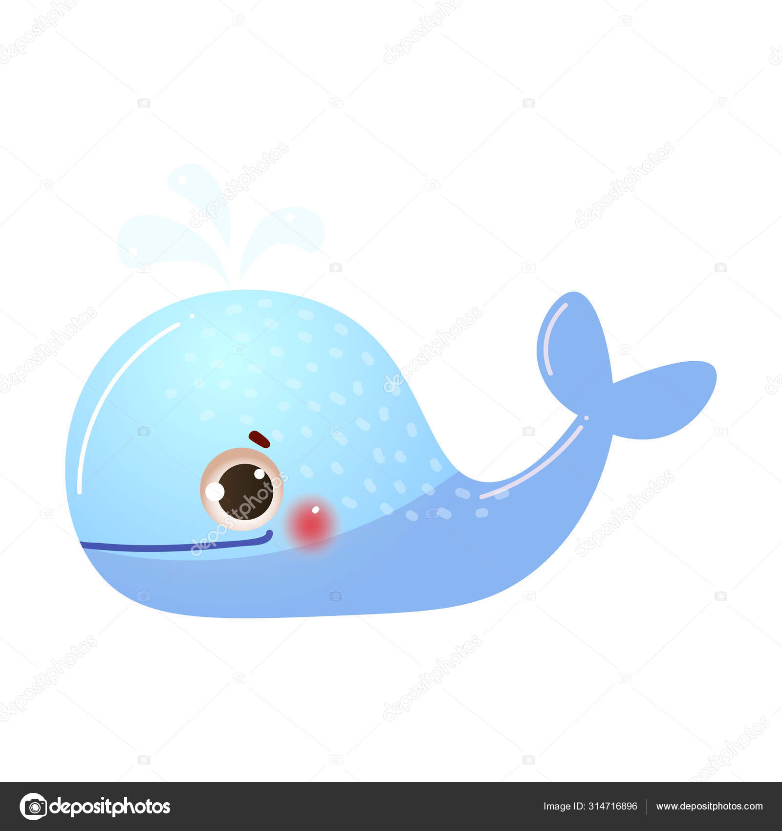 Cartoon funny cute blue whale child vector illustration Stock Vector ...