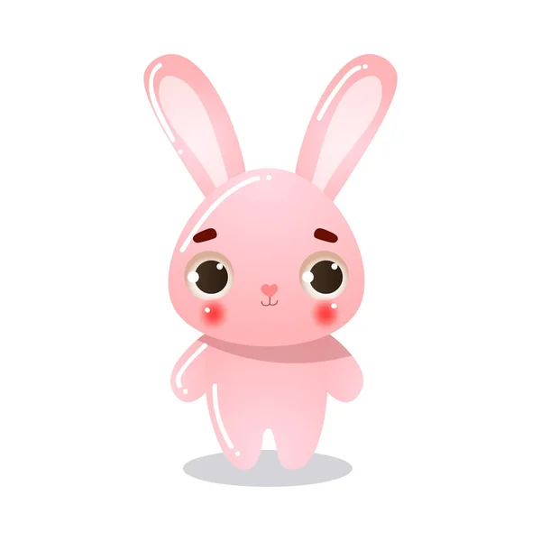 Dessin animé drôle mignon lapin rose illustration vectorielle enfant — Image vectorielle