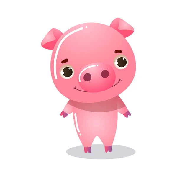 Cartone animato divertente rosa maiale bambino vettore illustrazione — Vettoriale Stock