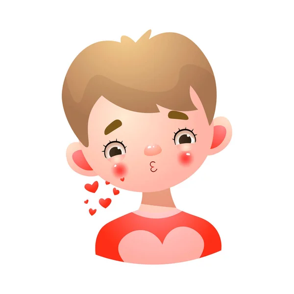 Little boy face blowing kiss vector illustration — Stock Vector