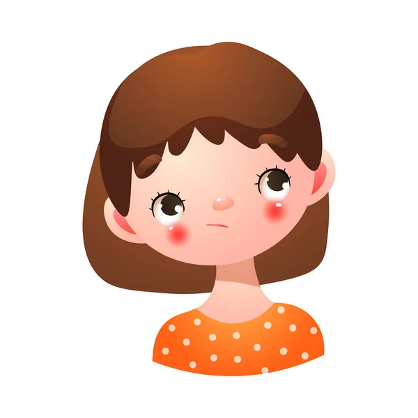 Chica con reflexivo y confuso cara expresión vector ilustración — Vector de stock