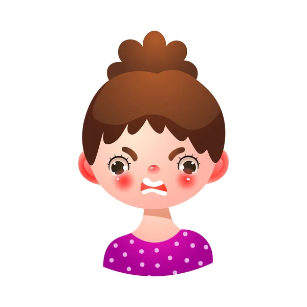 Mädchen mit wütendem negativem Gesichtsausdruck — Stockvektor